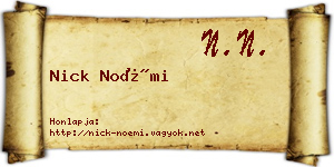 Nick Noémi névjegykártya